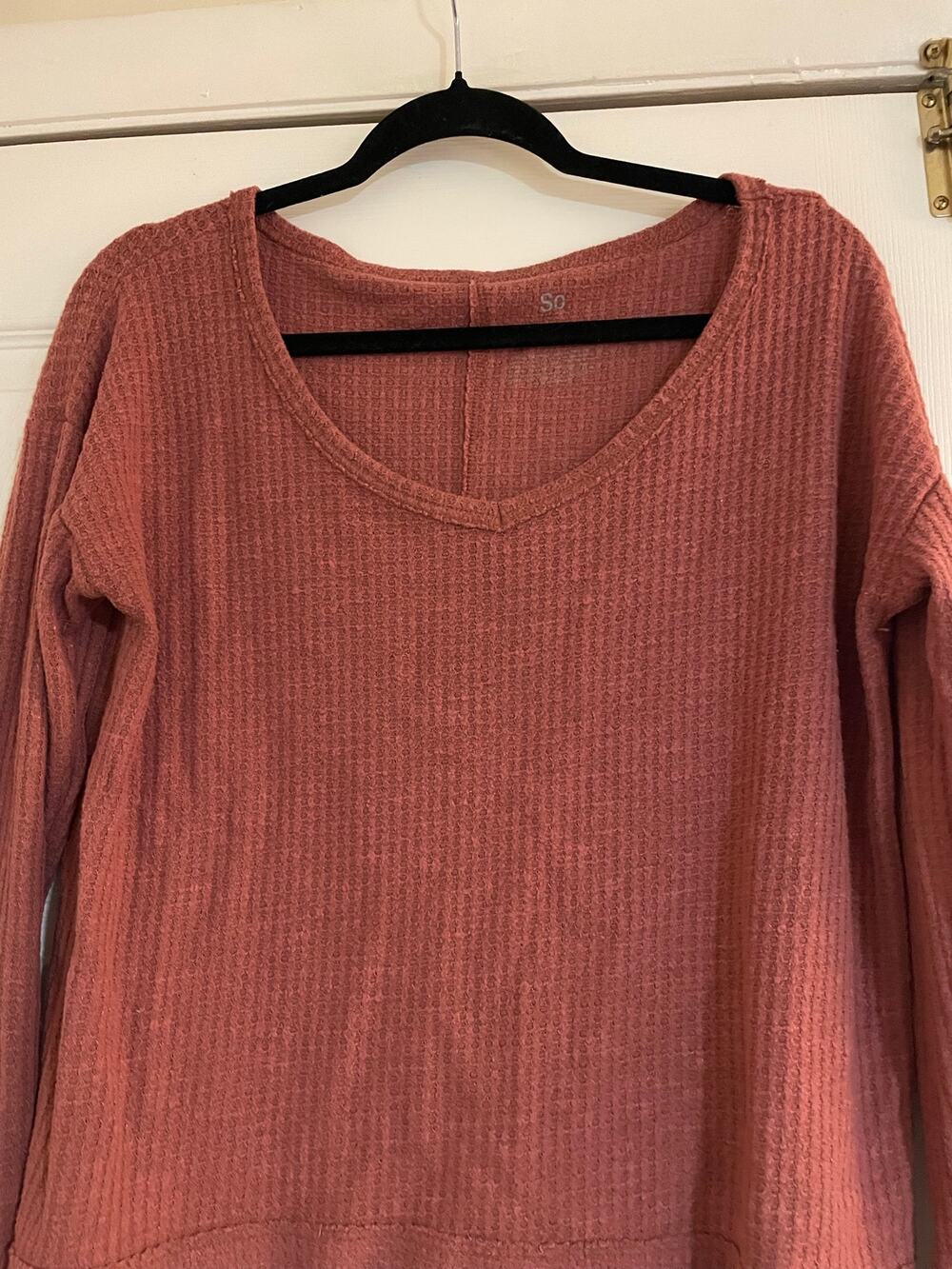 SO long sleeve burgundy knit top size small